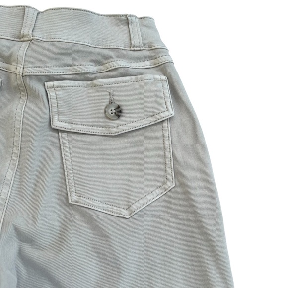 Spanx Twill Wide Leg Cropped Pants SMALL Tan Khakis High Rise Shaping Academia - Picture 9 of 14